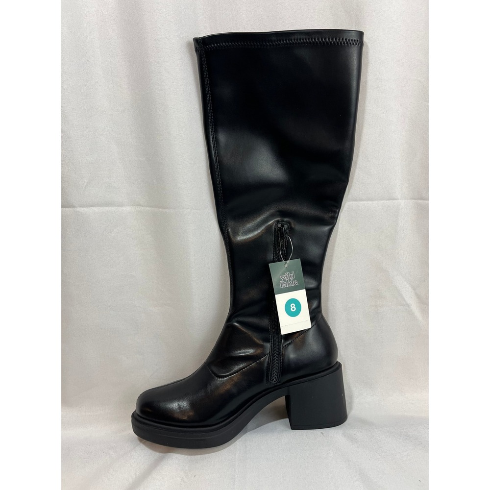 Wild Fable Womens Black Knee High Block Heel Square Toe Boots Size 8 NEW - Picture 4 of 7
